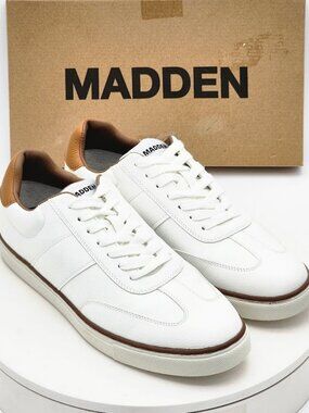 Madden Caroline White Brown Low Top Sneakers Men’s Size 9 Casual Lace Up Shoes